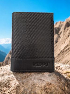 Ανδρικο Μαύρο Πορτοφόλι Zippo- Σχέδιο με Ανθρακονηματα